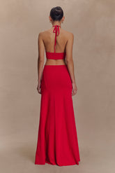 Marlowe Halter Knit Maxi Dress - Red